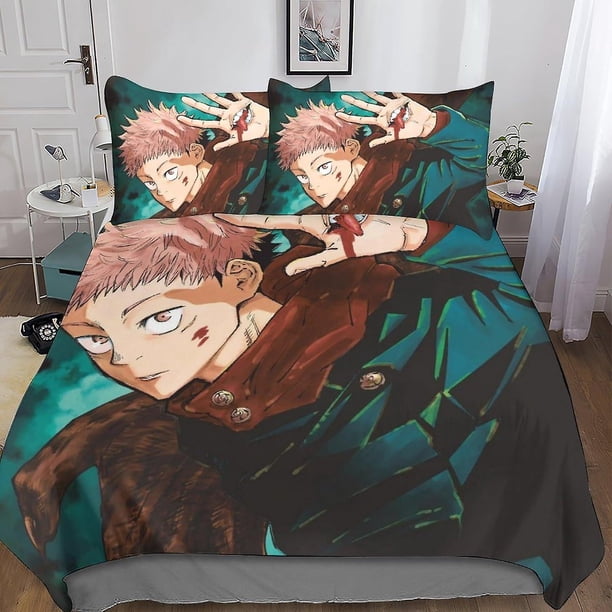 Juego De Funda Nórdica Jujutsu Kaisen Juego De Ropa De Cama De Microfibra 3d De Poliéster Con Funda De Almohada Juego De 3 Piezas Funda Nórdica Con Cremallera