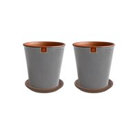 Pottery - Set De 2 Macetas Zaia 15 Cm Gris Matte Y Sus Platos