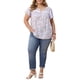 thumbnail image 2 of GRACIA Y GRANDEZA Blusa Floral Impresa de Talla Grande para Mujer de Escuela Colegio Pascua Cuello en V con Encaje Mangas con Volantes Top Casual de Verano 2X Lila, 2 of 6