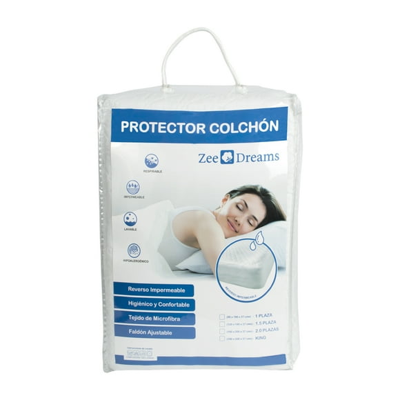 Protector de colchón impermeable color "blanco" de 2 plazas