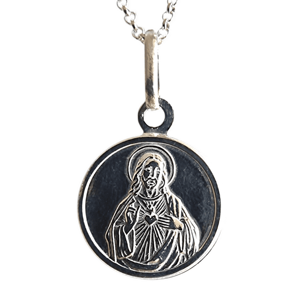Collar Colgante Sagrado Corazón de Jesús 15 mm Plata 925