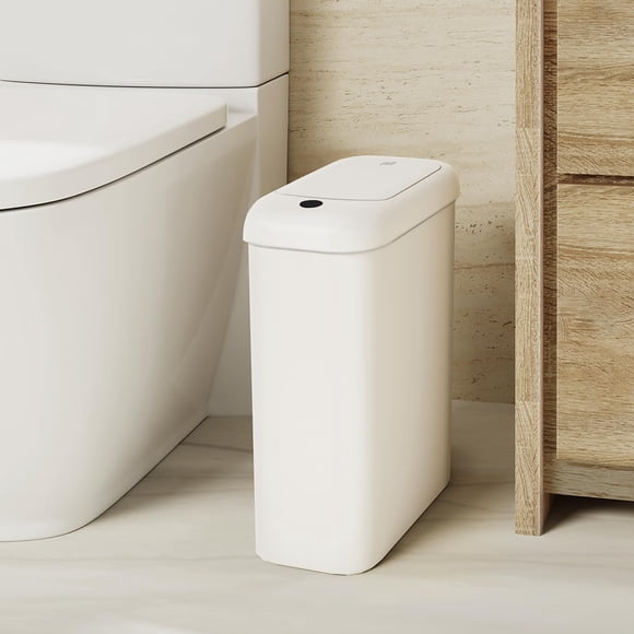 Basurero automático para baño EKO, 10 L, impermeable, blanco