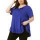 thumbnail image 4 of Blusas con dobladillo con volantes y cuello en V con botones y mangas cortas para mujer de talla grande de Agnes Orinda para escuela o universidad L Azul Real, 4 of 6