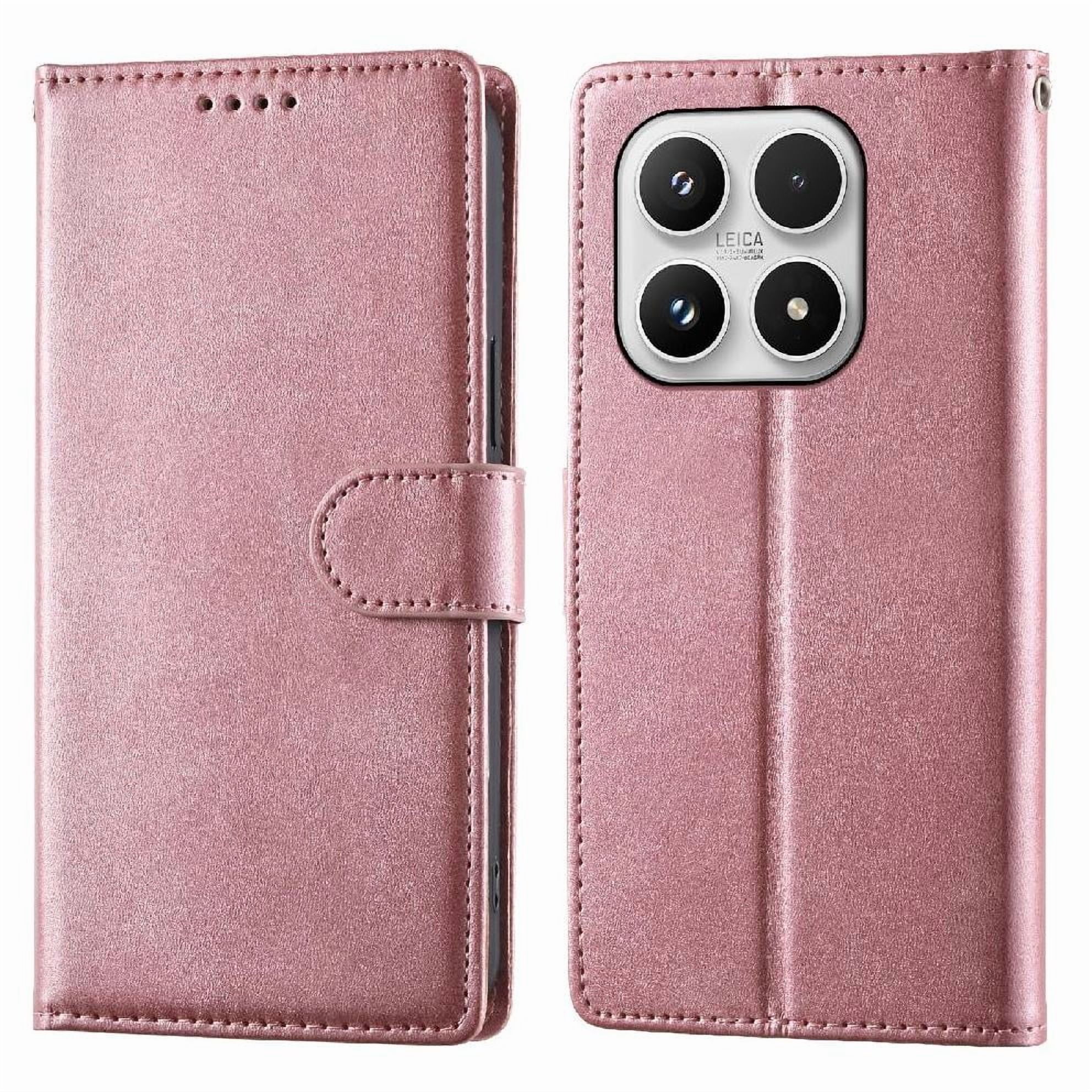 Foxdock - Funda Tipo Billetera Para Xiaomi 17 Cover 2 En 1 Desmontable Con Ranuras Para Tarjetas Y Ventana De Foto, Soporte Y Correa De Muñeca Rosa