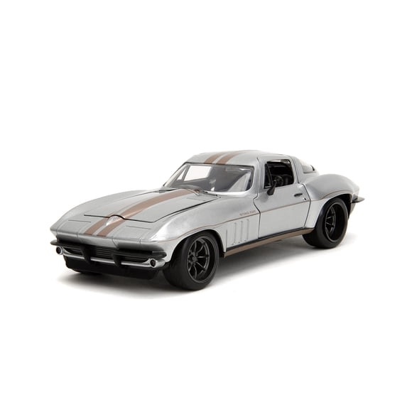 Auto de metal fundido a presión Jada Big Time Muscle 1:24 1966 Chevrolet Corvette (Plateado)