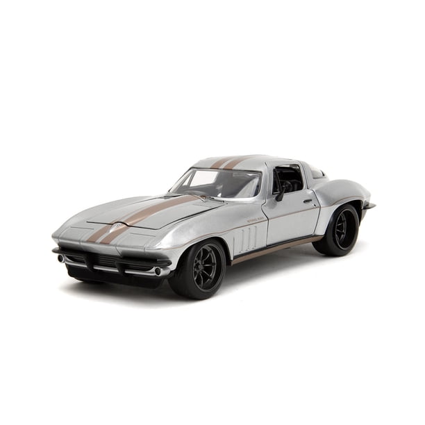 Auto de metal fundido a presión Jada Big Time Muscle 1:24 1966 Chevrolet Corvette (Plateado)