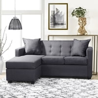 Masel - Seccional Intercambiable Gramado Tela Gris Oscuro 170X130X83