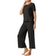 thumbnail image 4 of INSPIRE CHIC Conjunto de Pijama de Mujer Acanalado de Manga Corta Modal con Puños Volantes y Pantalones de Descanso Suaves L Negro, 4 of 6