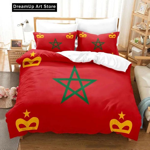 Morocco Flag Bedding Set Boys Girls Duvet Cover Pillowcase Bed Kids Adult Fashion Home Textileextile