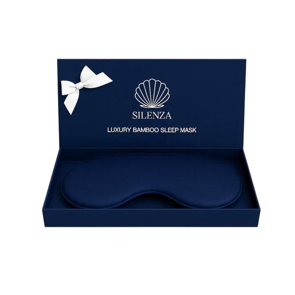 Antifaz de bambú Silenza lujo refrigerante ajustable azul marino