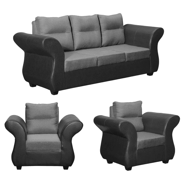 Juego De Living Zara 311 Tela pu Gris