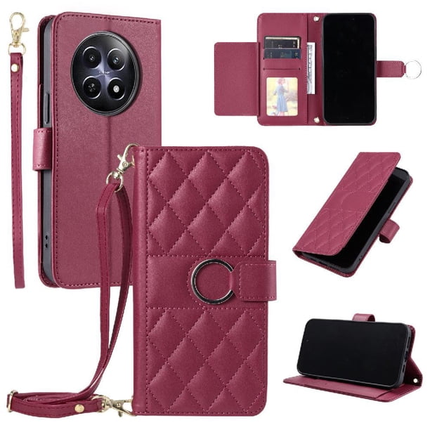 Funda tipo billetera FOXDOCK para Realme C65 5G – Tapa abatible con correa para mujer