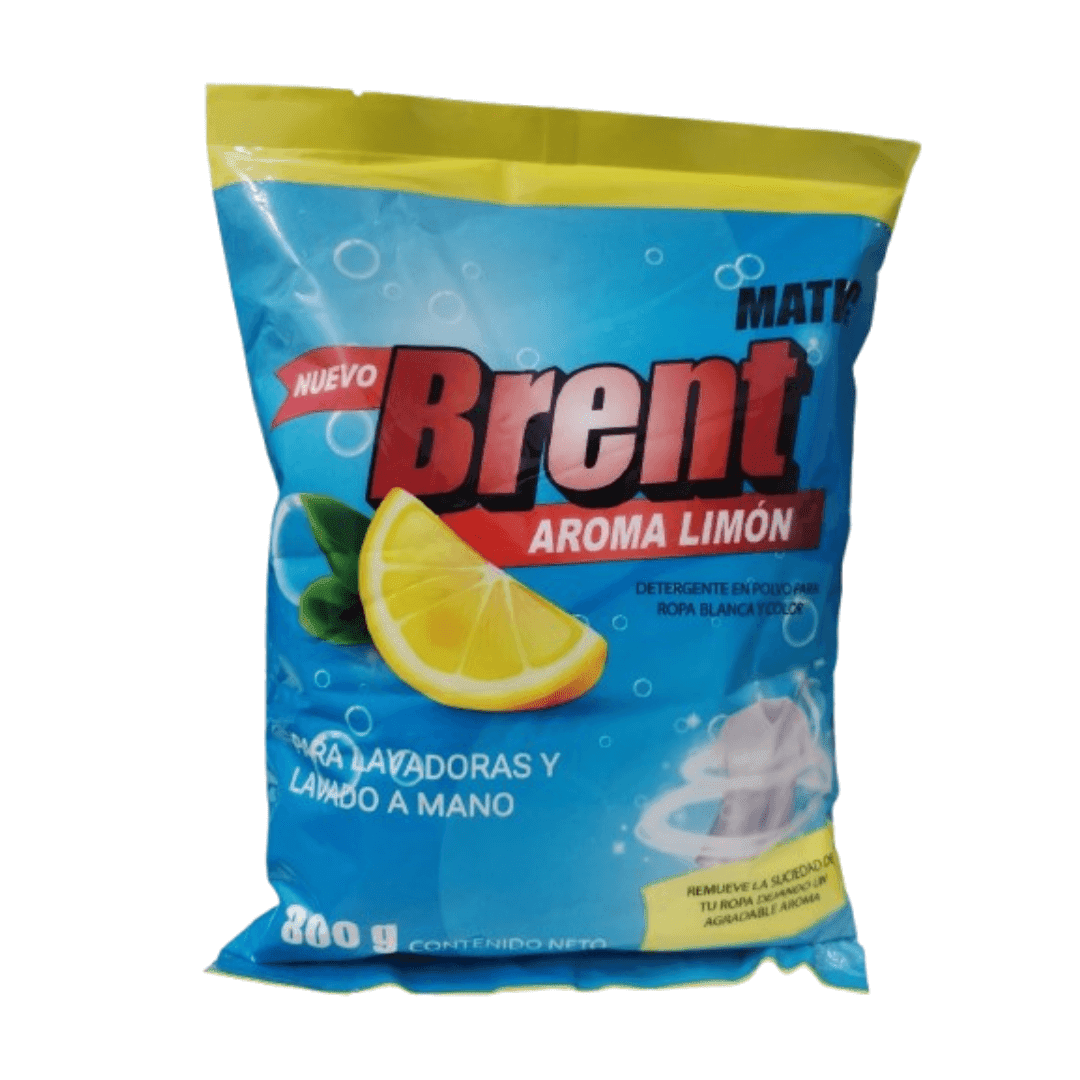 Detergente En Polvo Para Ropa Blanca Y Color Brent Matic 800g Aroma Limon
