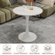 thumbnail image 3 of 27.6-inch white coffee table, mid-century modern style dining table, suitable for 2-4 people, featuring a round white-veined marble tabletop, perfect for various settings., 3 of 3