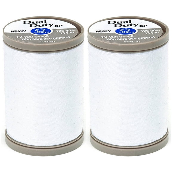 Thread COATS & CLARK Dual Duty XP Heavy, 125 yardas, color blanco, paquete de 2