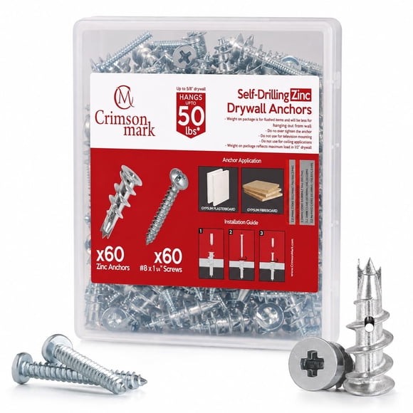 Anclajes para paneles de yeso CrimsonMark 120 uds Tornillos y Pernos