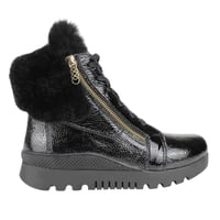 Botín Exs Peludo Cuero Negro