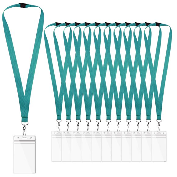 Lanyards WEZEBEL, paquete de 12, con cierre de seguridad y porta credencial impermeable
