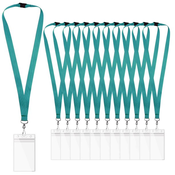 Lanyards WEZEBEL, paquete de 12, con cierre de seguridad y porta credencial impermeable