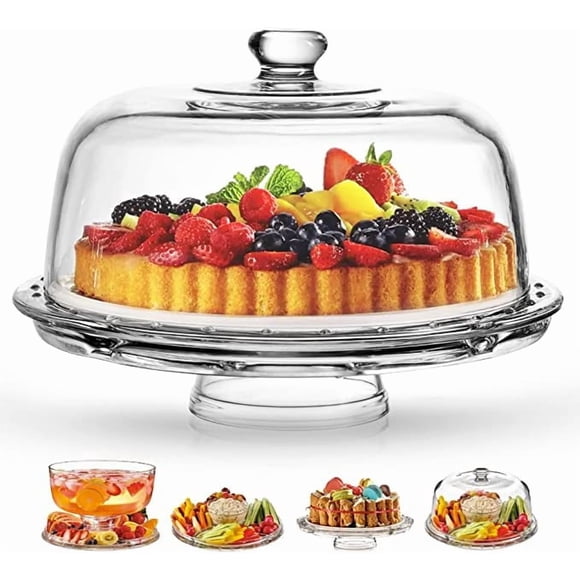 Soporte para tartas Royalty Art de vidrio 6 en 1 con cúpula fabricado en Italia