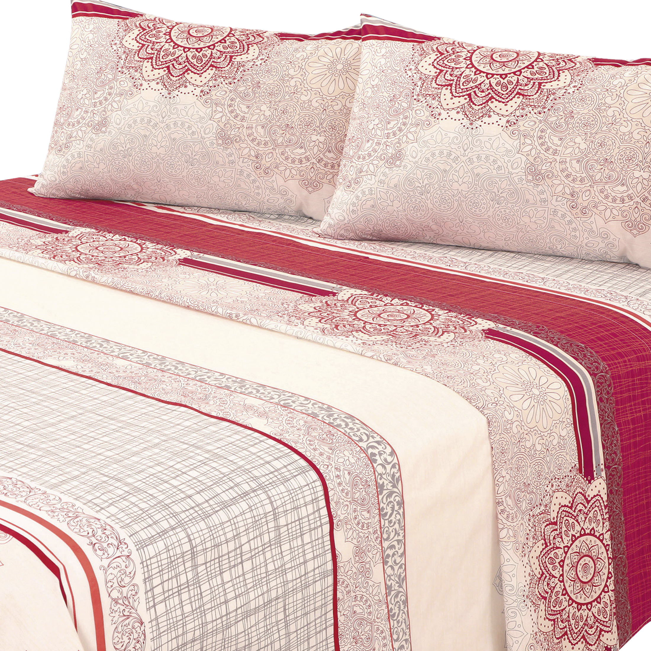 Mallorca - Juego De Sábanas T144 King Delhi Bordo