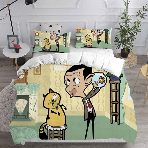 Mr. Bean Animated Series Bedding Sets Comforter Quilt Bed Cover Duvet Cover Pillow Case 2-3 Pieces Sets Kids Adult Size