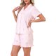 thumbnail image 4 of Conjunto de Descanso para Mujer INSPIRE CHIC Estampado de Fresas Volantes Fruncidos Patrón Lindo Botones Manga Corta Conjunto de Pijama con Pantalones Cortos M Beige, 4 of 6