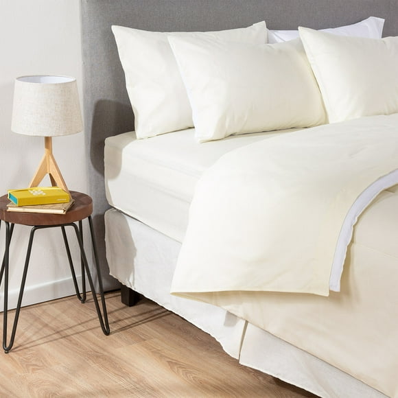 Combo 34 Plumón Bicolor Beige Blanco 1.5 Plazas