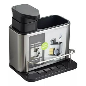 Shop E-Home - Dispensador De Lavalozas Jabón Y Porta Esponja Organizador Color Plateado