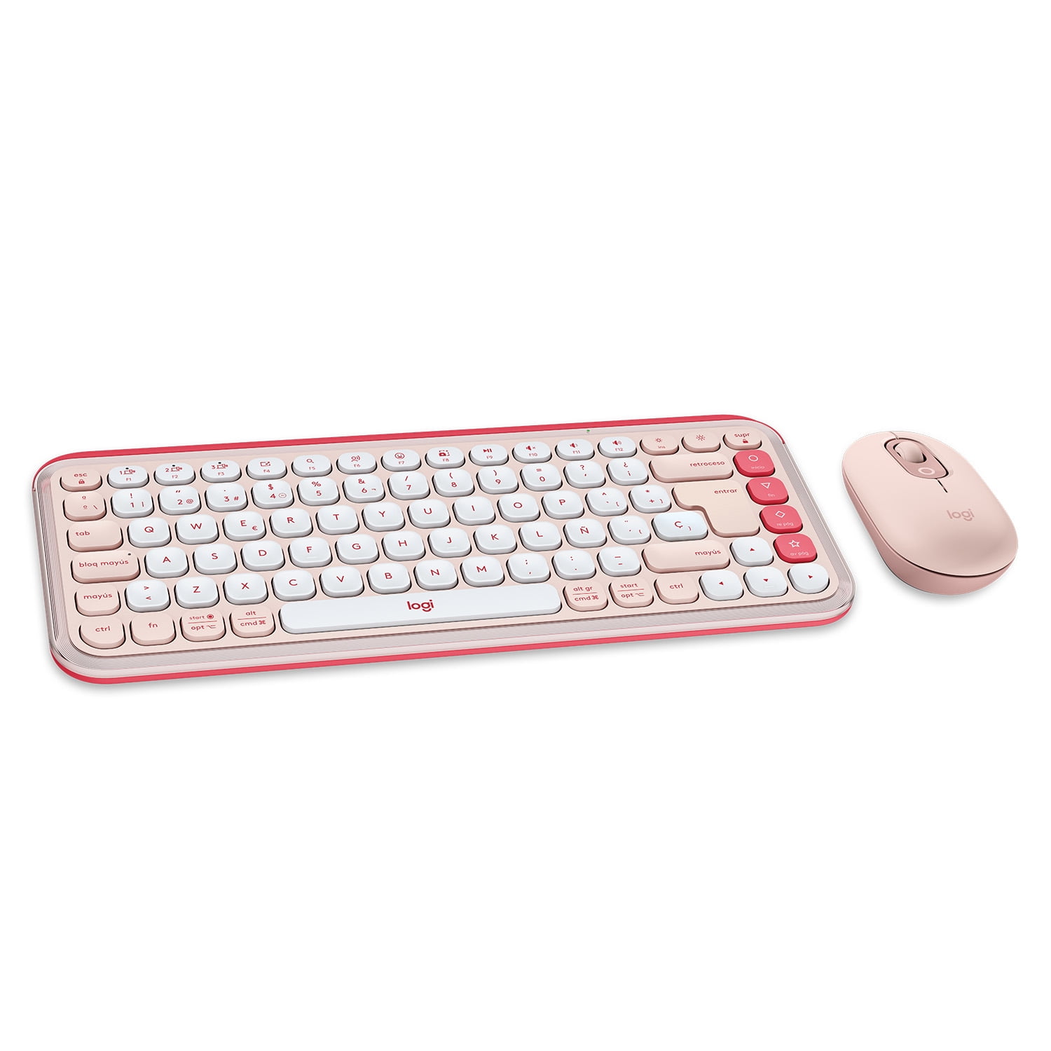 Kit Teclado Y Mouse Logitech Pop Icon, Español, Rosado