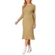 thumbnail image 4 of INSPIRE CHIC Vestido de Mujer de Manga Larga Otoño 2026 Cuello Redondo Tejido de Punto Acanalado Plisado Vestidos Midi Línea A M Caqui, 4 of 6