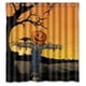 thumbnail image 1 of Cortina de ducha de baño con diseño de espantapájaros y cabeza de calabaza de Halloween, con ganchos, tamaño 66 x 72 pulgadas, 1 of 3
