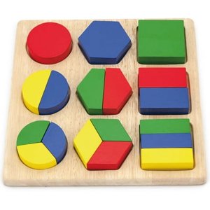 Viga - Juguete Madera Didactico Formas Fracciones Entero Medio Tercio