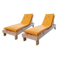 Chilena Casagrande - Reposeras Pack-2 Tapiz Mostaza + Mesa En Madera Natural