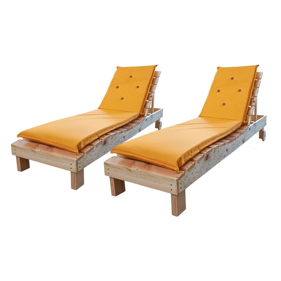 REPOSERAS PACK-2 TAPIZ MOSTAZA + MESA EN MADERA NATURAL