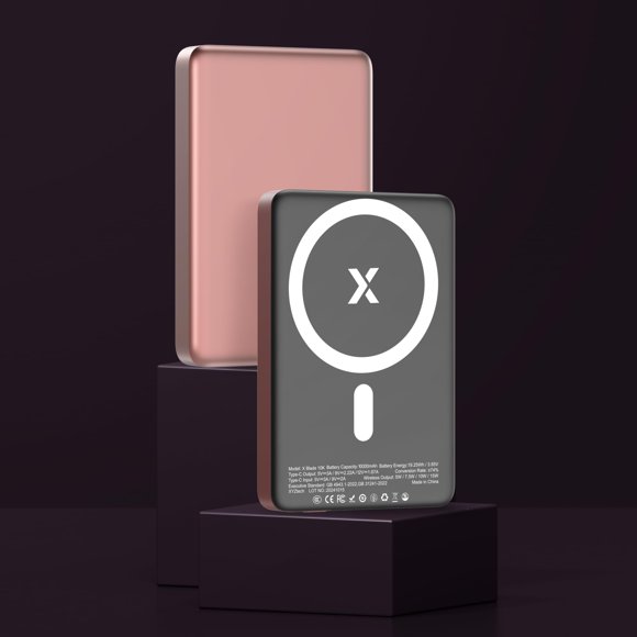 Batería externa XYZtech 10000 mAh inalámbrica 20 W color Rosa Dorado