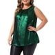 thumbnail image 4 of Agnes Orinda Conjuntos de Halloween para Mujeres Blusa Brillante de Talla Grande con Cuello Redondo Sin Mangas y Pliegues Frontales Elegante Casual para Fiesta Club 3X Verde, 4 of 6