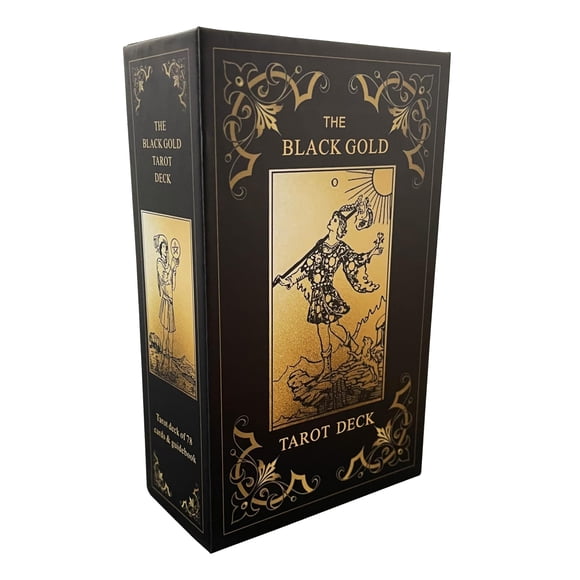 Juego de cartas de tarot Qcsdckot Black Gold con guía para principiantes
