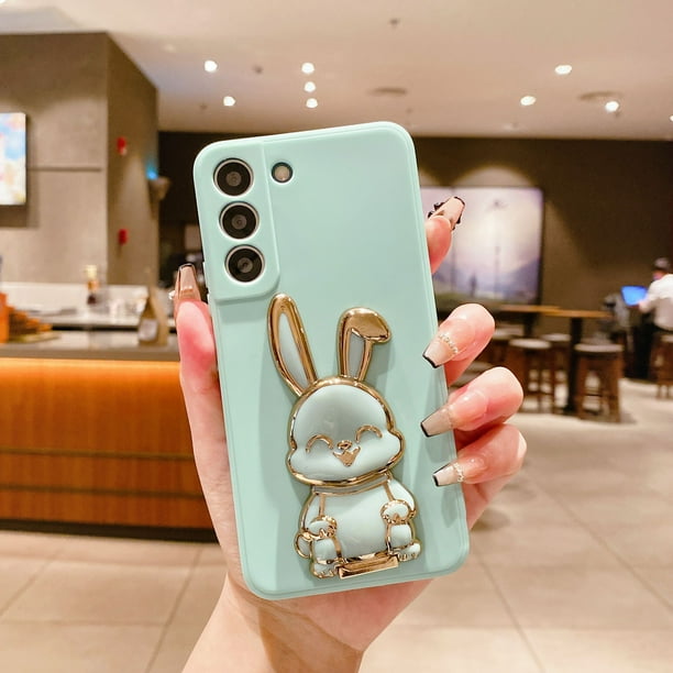 Elevate Your Phone with a Cute Rabbit Stand & Soft Silicone TPU Phone Holder: Protective Case for Samsung Galaxy S23/S22/S21/Plus/Ultra/FE