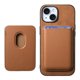 thumbnail image 5 of Funda de Cuero Magnética con Tarjetero para iPhone 14 Cubierta Delgada Marrón, 5 of 5