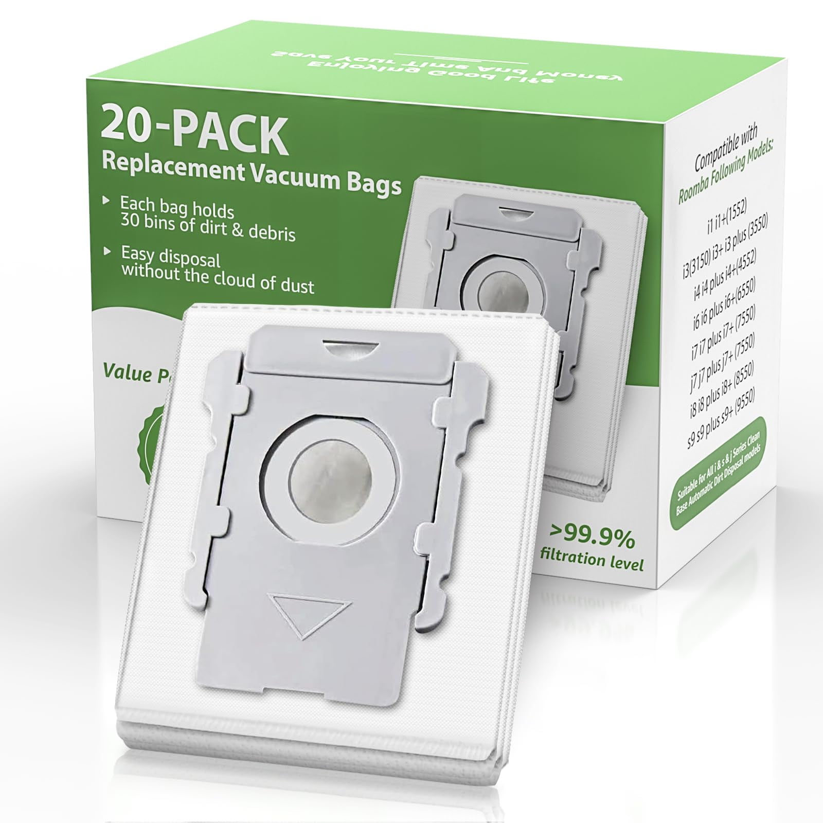 Gofwe - Paquete De 20 Bolsas Para Aspiradora Irobot Roomba I7 I7+ I8 I8+ I3 I3+ I4 I4+ I6 I6+ J7 J7+ S9 S9+