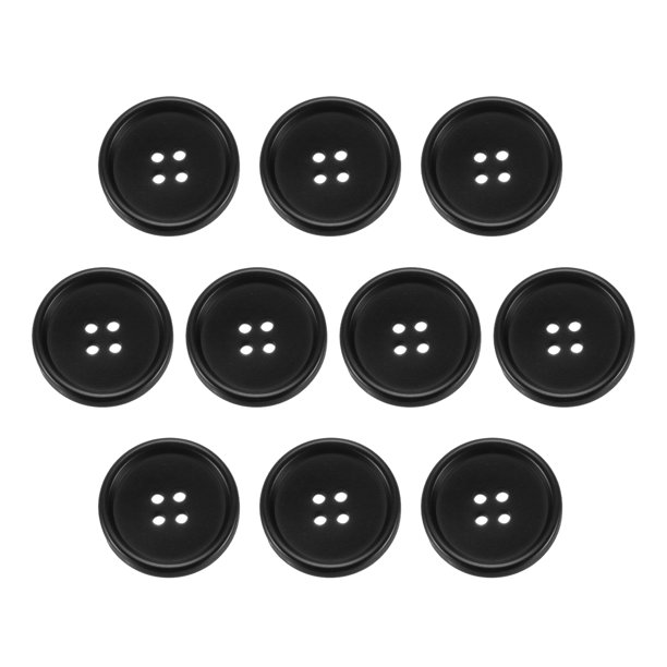 Uxcell 10 piezas Botón de Resina para Costura, 25mm 5/8 pulgadas 4 Agujeros Botones Redondos para Abrigo, Traje de Hombre, Prendas de Ropa, 2#Negro