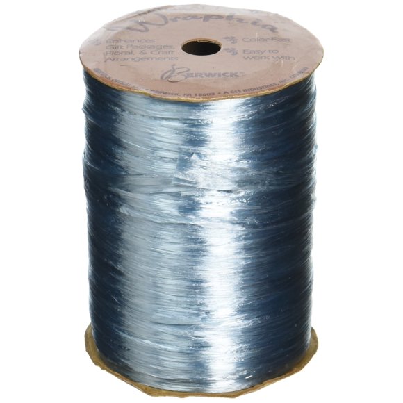 Cinta decorativa Berwick Offray de rafia perlada azul 0,6 cm 91 m