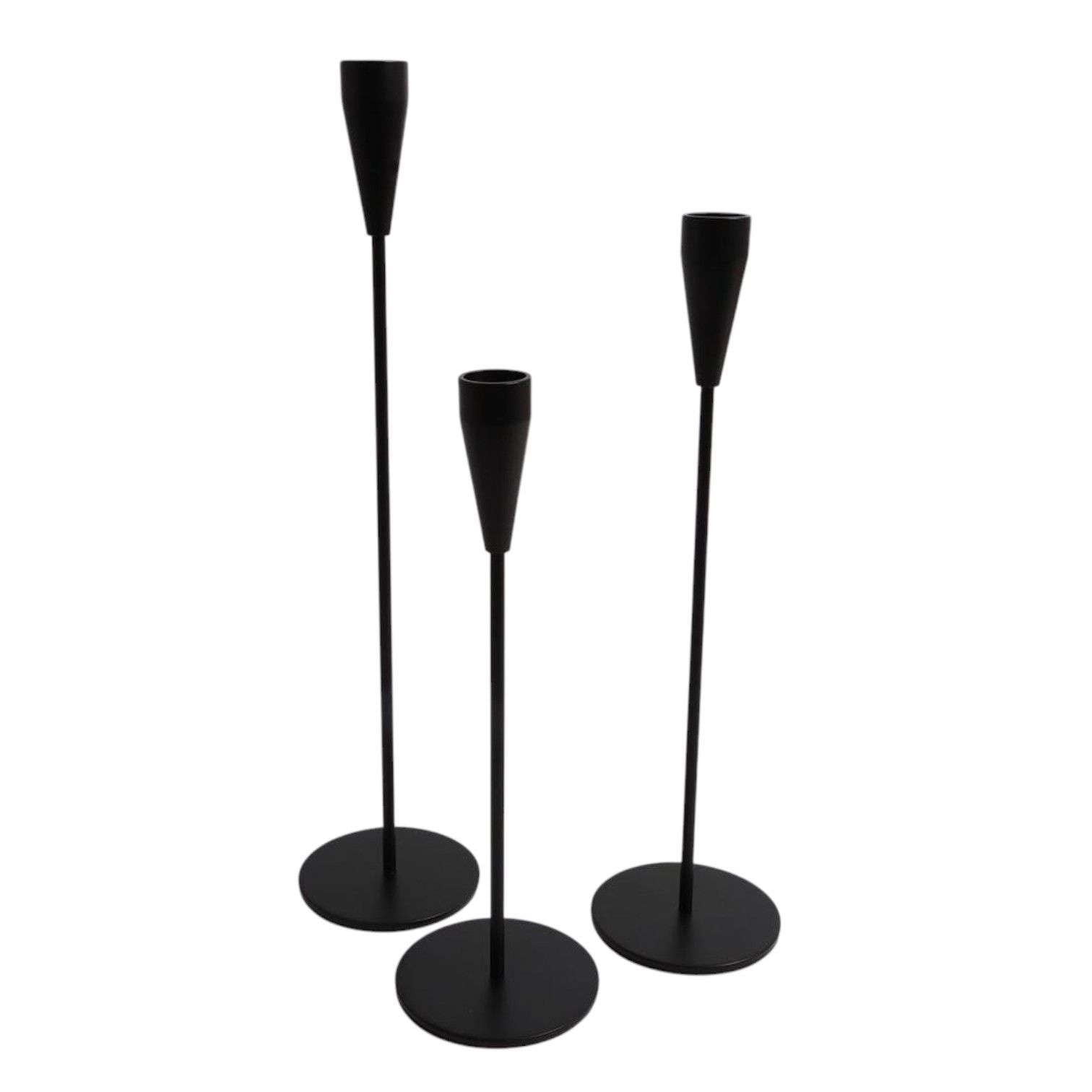 Oem - Pack 3 Porta Vela Candelabro Set 3 Candelabros Negro Mate
