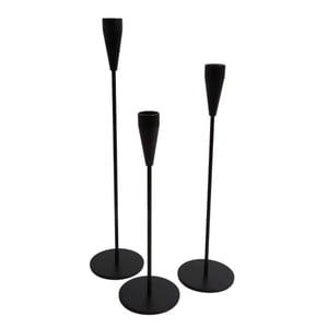 Oem - Pack 3 Porta Vela Candelabro Set 3 Candelabros Negro Mate