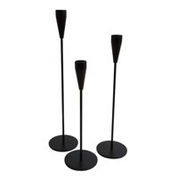 Oem - Pack 3 Porta Vela Candelabro Set 3 Candelabros Negro Mate