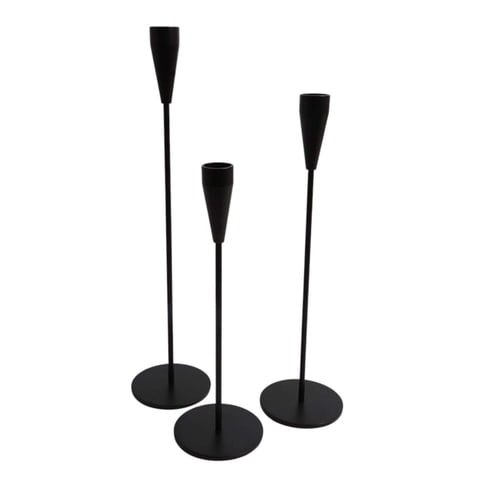 Oem - Pack 3 Porta Vela Candelabro Set 3 Candelabros Negro Mate