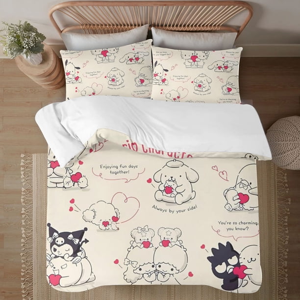 Sanrio Soft 3D Printed Duvet Cover Bedding Set with Comforter Cover 3 Piece Set