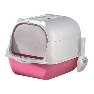 Ioensy - Caja De Arena Para Gatos Con Capucha, Bandeja De Arena, Espacio Grande, Inodoro Para Gatos Cerrado Y Cubierto, Rosa