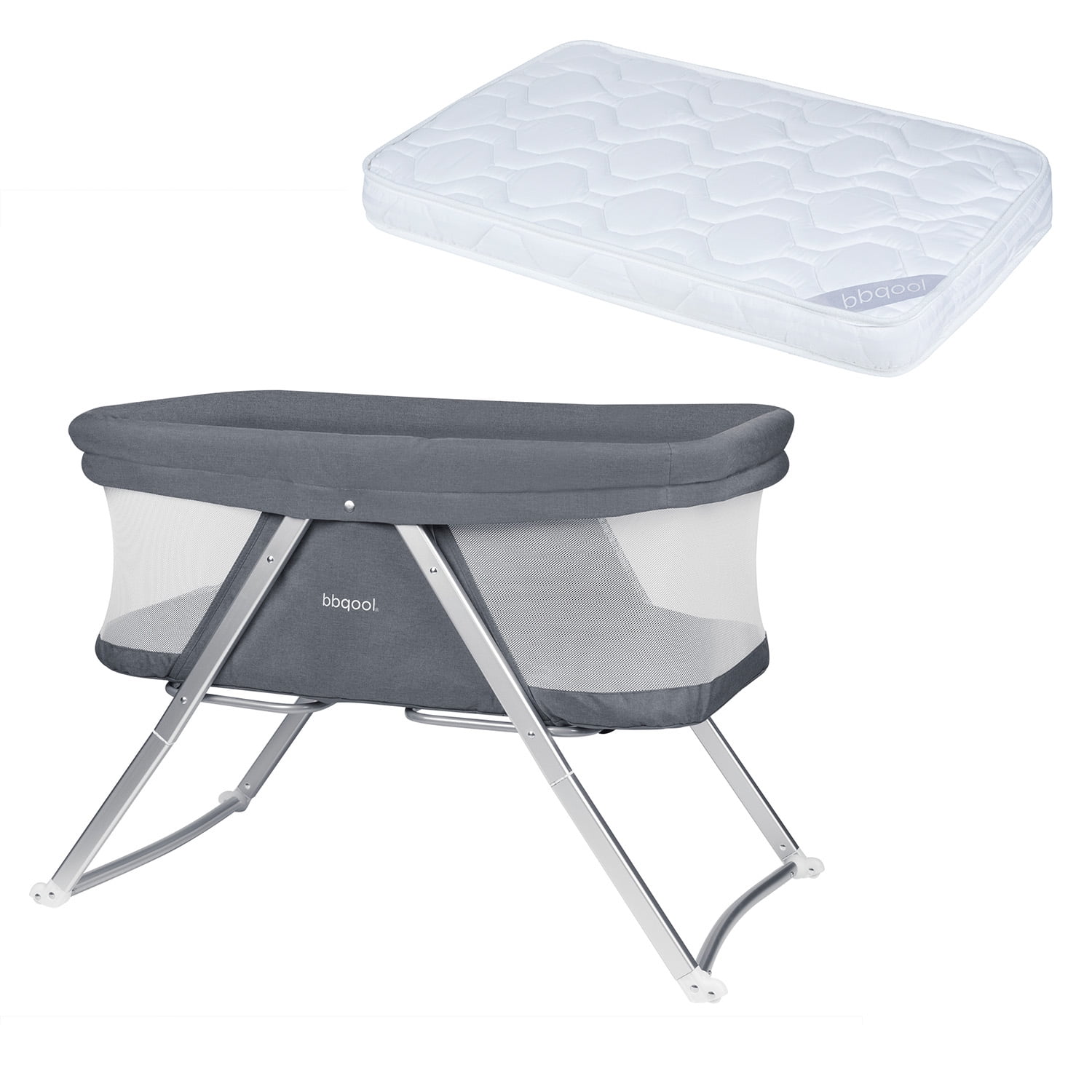 Bbqool - Cuna Moisés Portátil Dreams Grey + Colchón